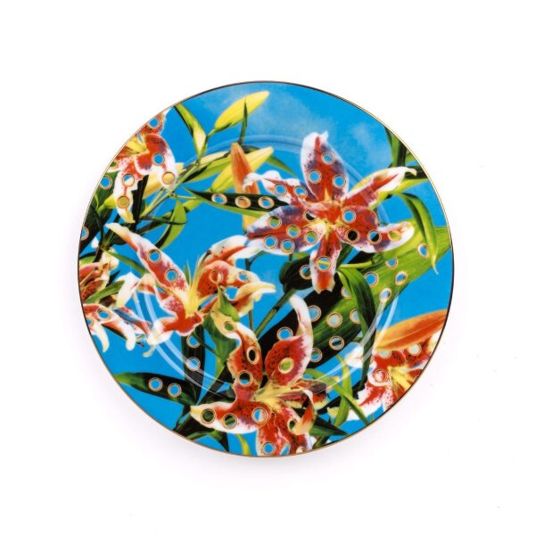 Seletti Тарелка Flower with Holes Gold Border