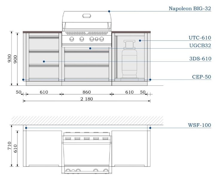 Модульная гриль-кухня KuhniGrillONTARIO (3 модуля)