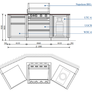 Модульная гриль-кухня KuhniGrillONTARIO угловая