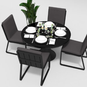 Обеденная группа Gardenini Voglie Round темно-серый/антрацит