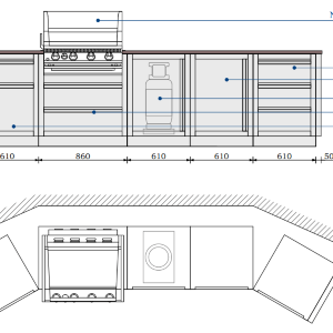 Модульная гриль-кухня KuhniGrillONTARIO (5 модулей)