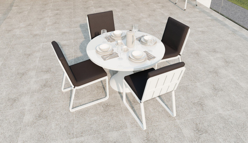 Обеденная группа Gardenini Voglie Round белый/антрацит