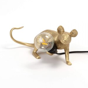 Seletti Настольная лампа Mouse Lamp Lyie Down Gold USB