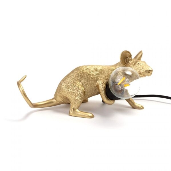 Seletti Настольная лампа Mouse Lamp Lyie Down Gold USB