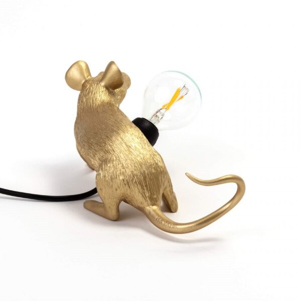 Seletti Настольная лампа Mouse Lamp Lyie Down Gold USB