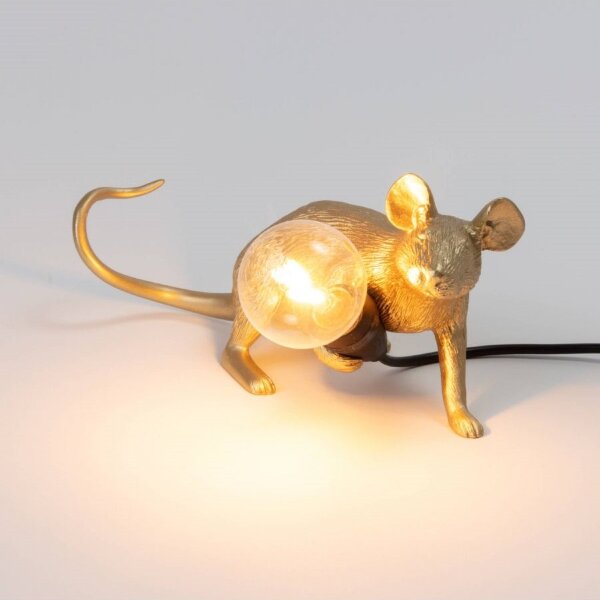 Seletti Настольная лампа Mouse Lamp Lyie Down Gold USB