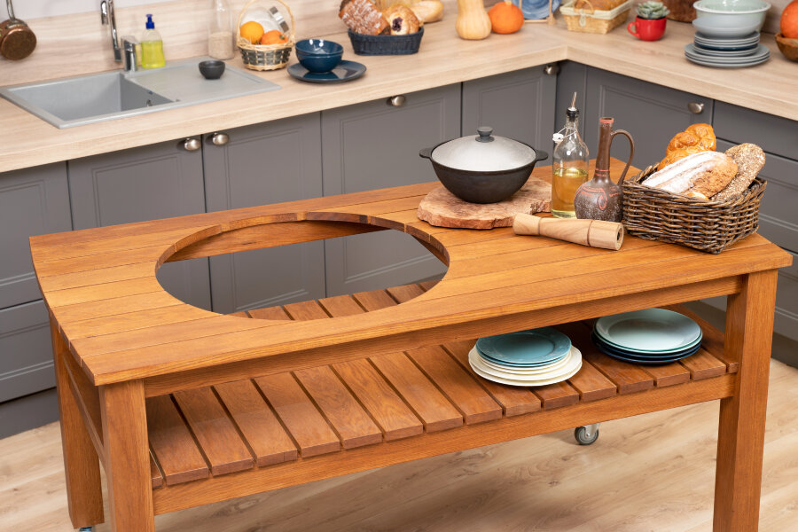 Стол Craftico для гриля Big Green Egg XL светлый дуб