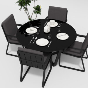 Обеденная группа Gardenini Primavera со стульями Voglie Armrest темно-серый/антрацит