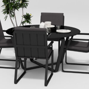 Обеденная группа Gardenini Primavera со стульями Voglie Armrest темно-серый/антрацит