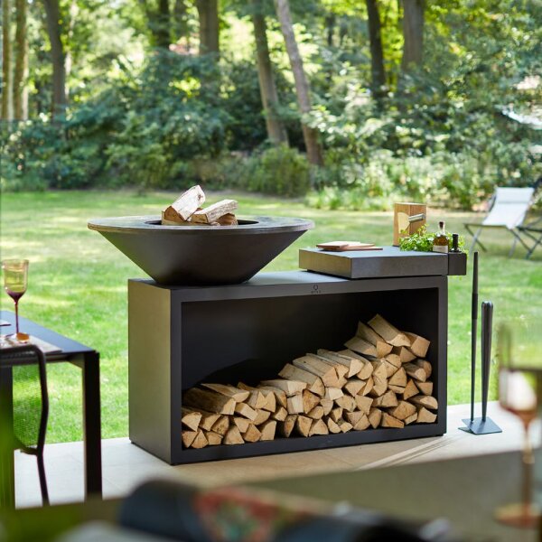 Дровяной гриль OFYR Island 100 Black с керамической столешницей