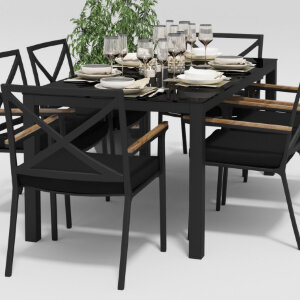 Обеденная группа Gardenini Calma темно-серый/черный 180 x 90