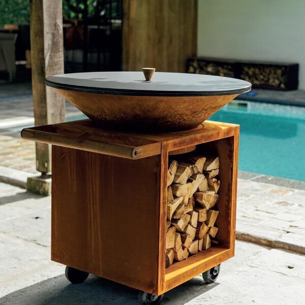 Дровяной гриль OFYR PRO 100 Corten с поленницей