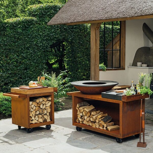 Дровяной гриль OFYR Island PRO 100 Corten на колесах