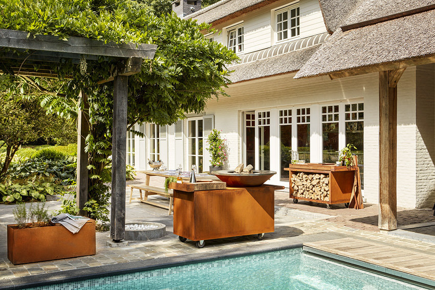 Дровяной гриль OFYR Island PRO 100 Corten на колесах