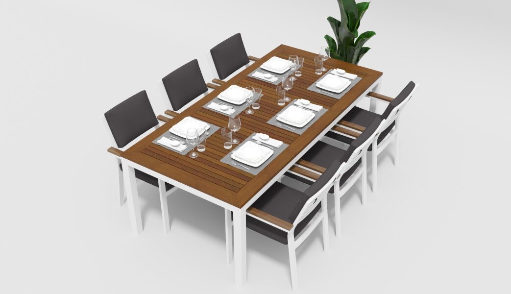 Обеденная группа Gardenini Bella белый/антрацит 220 x 100