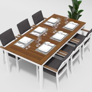 Обеденная группа Gardenini Bella белый/антрацит 220 x 100