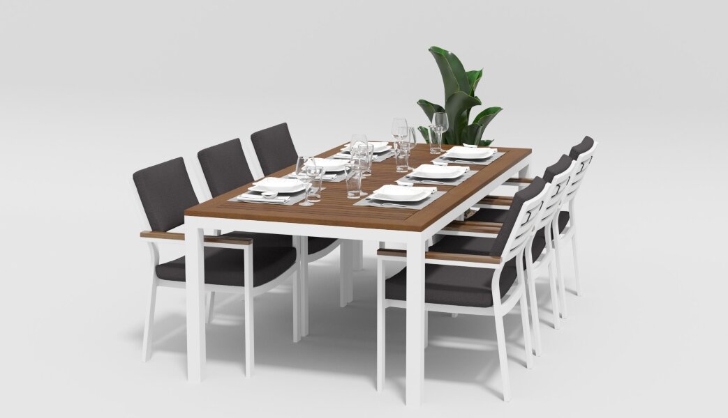 Обеденная группа Gardenini Bella белый/антрацит 200 x 100