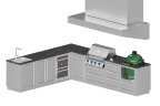 Угловая модульная гриль-кухня KuhniGrillONTARIO с вентиляционным зонтом