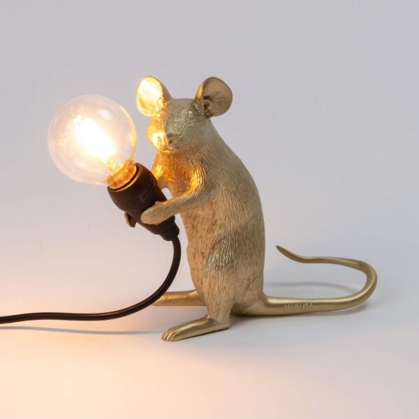 Seletti Настольная лампа Mouse Lamp Sitting GOLD USB