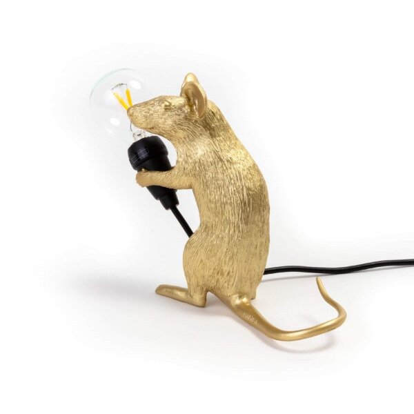 Seletti Настольная лампа Mouse Lamp Sitting GOLD USB