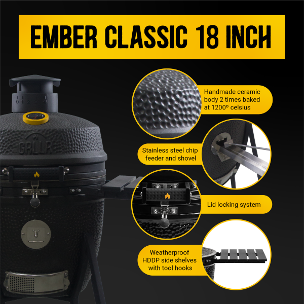 Керамический гриль GRLLR Ember 18″ матово-черный с тележкой