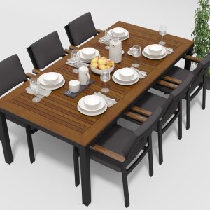 Обеденная группа Gardenini Bella темно-серый/антрацит 200 x 100