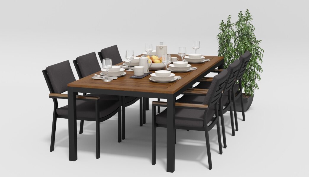 Обеденная группа Gardenini Bella темно-серый/антрацит 200 x 100