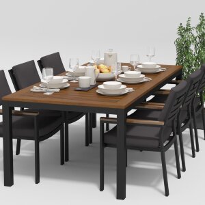 Обеденная группа Gardenini Bella темно-серый/антрацит 200 x 100