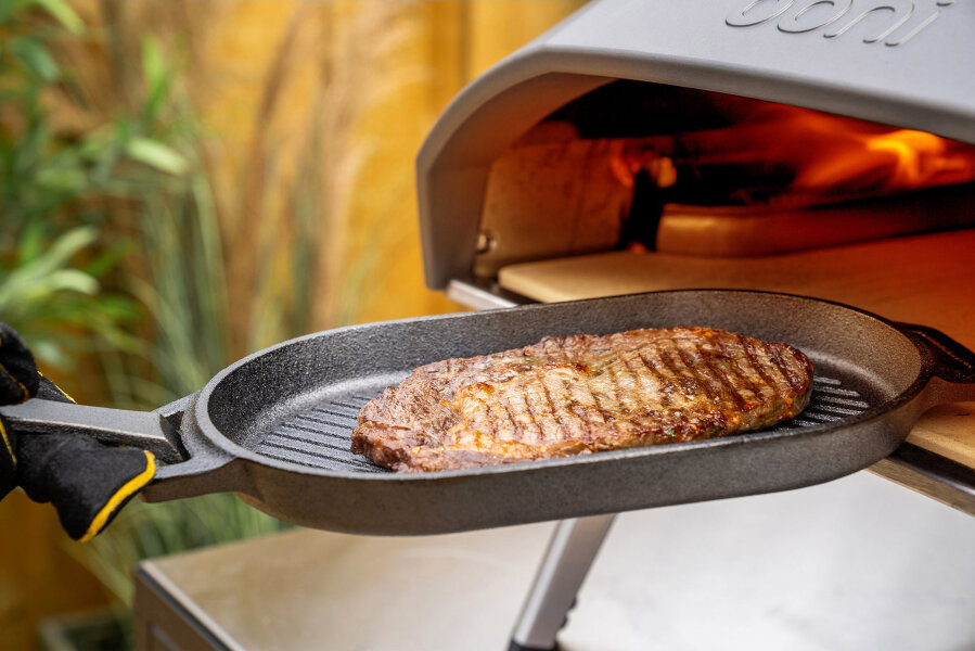 Сковорода Ooni чугунная ребристая со съёмной ручкой