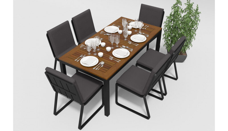 Обеденная группа Gardenini Bella со стульями Voglie темно-серый/антрацит 180 x 90