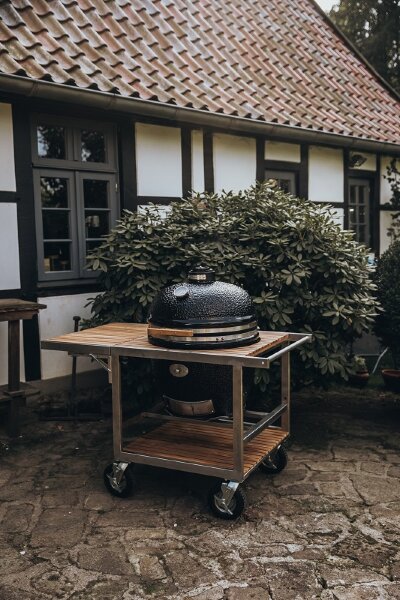 Тележка-подставка Buggy для гриля Monolith Classic с боковым столиком из тика