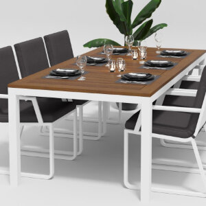 Обеденная группа Gardenini Bella со стульями Voglie белый/антрацит 220 x 100