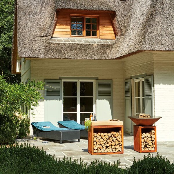 Стол разделочный OFYR 90 Corten с деревянной столешницей