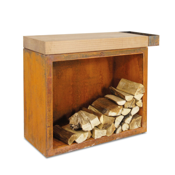 Стол разделочный OFYR 90 Corten с деревянной столешницей