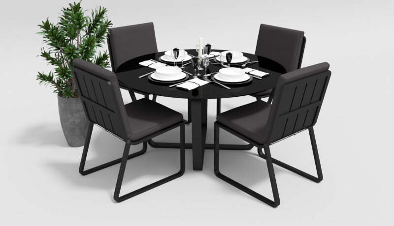 Обеденная группа Gardenini Primavera со стульями Voglie темно-серый/антрацит