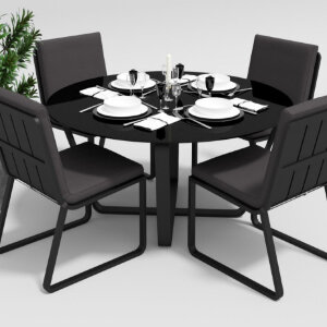 Обеденная группа Gardenini Primavera со стульями Voglie темно-серый/антрацит