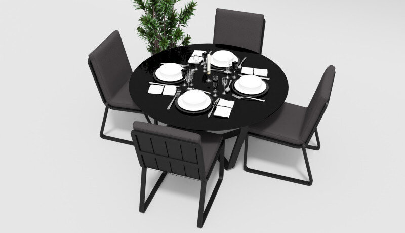 Обеденная группа Gardenini Primavera со стульями Voglie темно-серый/антрацит