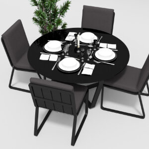 Обеденная группа Gardenini Primavera со стульями Voglie темно-серый/антрацит