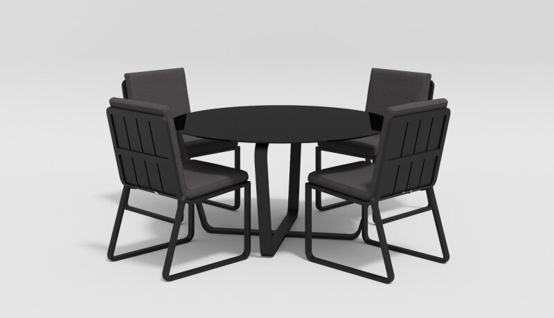 Обеденная группа Gardenini Primavera со стульями Voglie темно-серый/антрацит