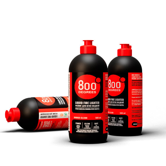Розжиг для огня 800 Degrees Быстрый розжиг жидкий 500 мл