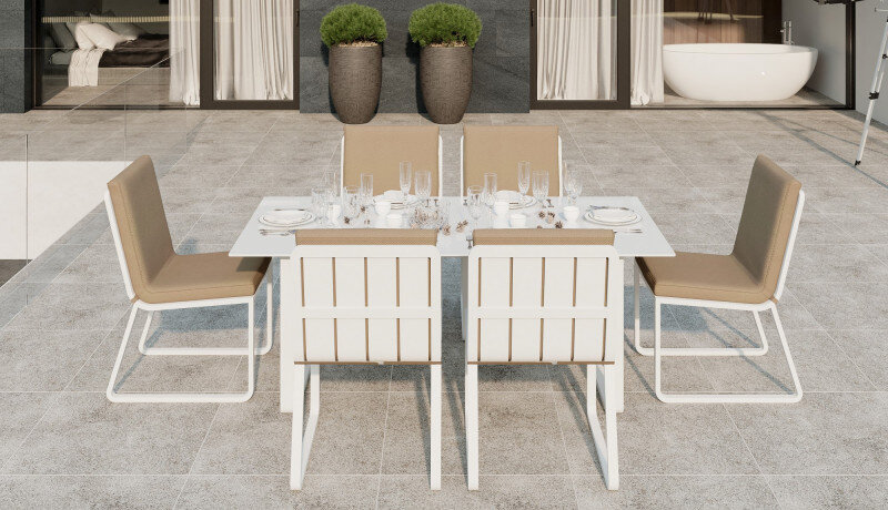 Обеденная группа Gardenini Voglie белый/бежевый 180 x 90