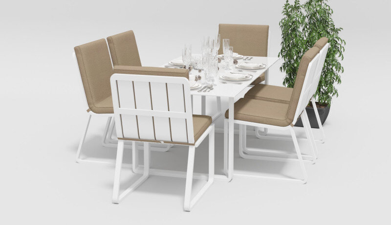 Обеденная группа Gardenini Voglie белый/бежевый 180 x 90