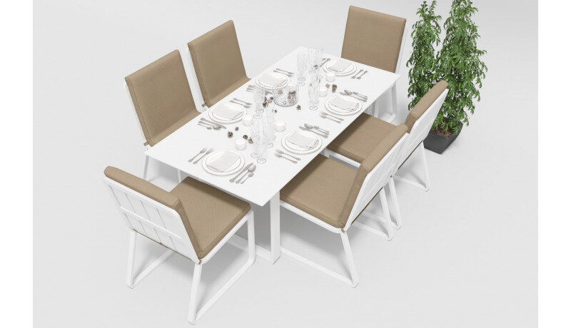 Обеденная группа Gardenini Voglie белый/бежевый 180 x 90