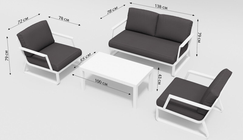 Лаунж зона Gardenini Voglie белый/антрацит