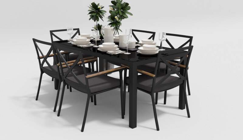 Обеденная группа Gardenini Calma темно-серый/антрацит 180 x 90