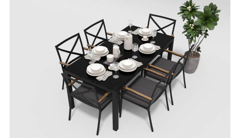 Обеденная группа Gardenini Calma темно-серый/антрацит 180 x 90