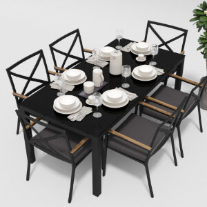 Обеденная группа Gardenini Calma темно-серый/антрацит 180 x 90