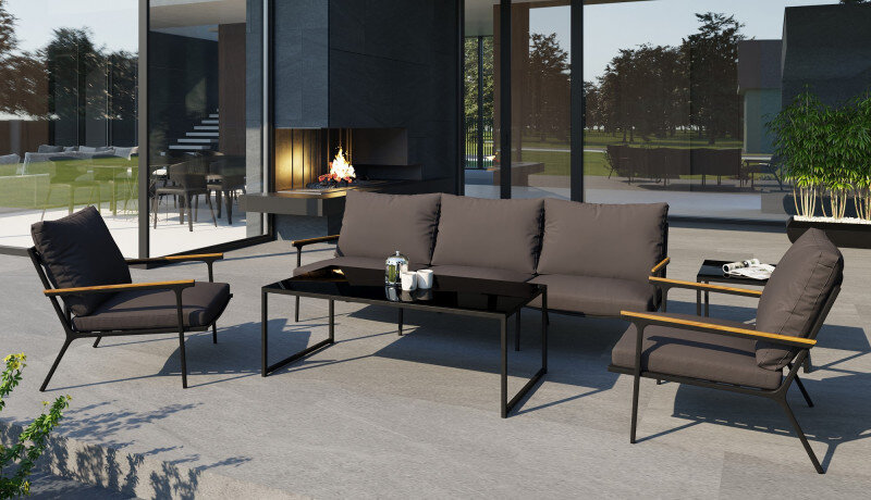 Лаунж зона Gardenini Calma Long темно-серый/антрацит