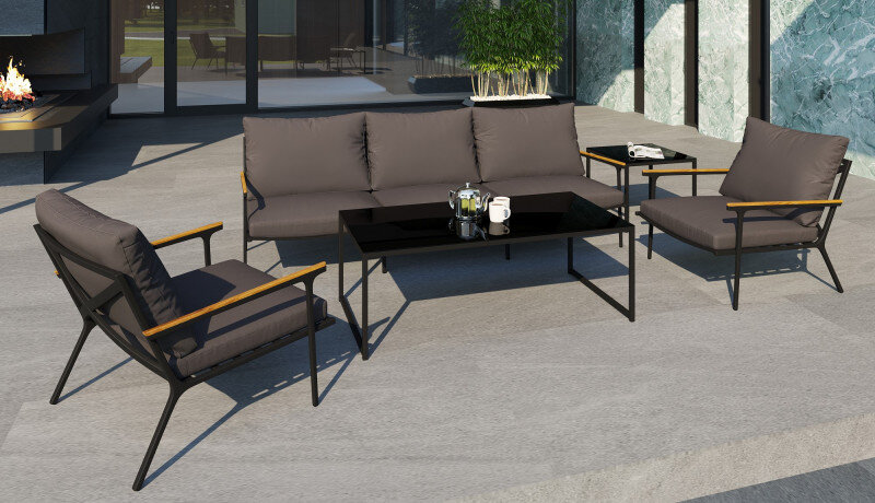 Лаунж зона Gardenini Calma Long темно-серый/антрацит