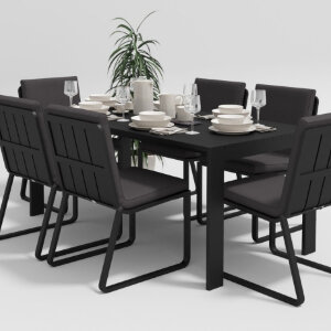 Обеденная группа Gardenini Malia со стульями Voglie темно-серый/антрацит 180 x 90